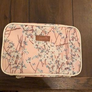 Pink lotus flower print cosmetic bag
